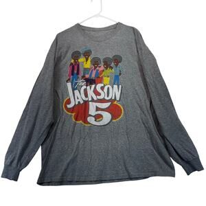 Vintage Jackson 5 Graphic Long Sleeve T-Shirt Size L/XL Gray Crewneck Michael